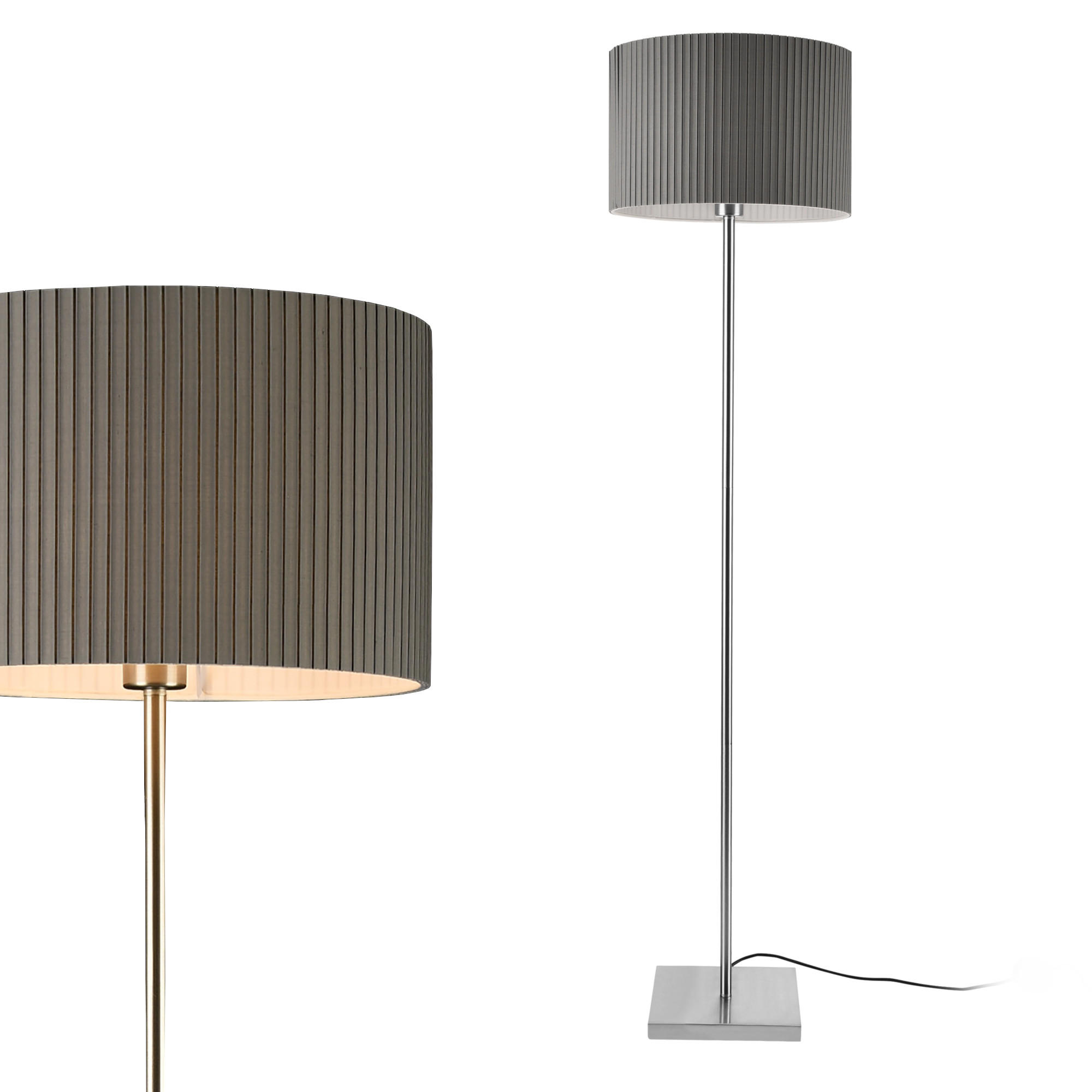 STEHLEUCHTE Coimbra - Grau, Metall (38/38/151cm) - lux.pro