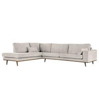 ECKSOFA mit Ottomane - Eichefarben/Grau, Eichenholz/Textil (287/219cm) - home24