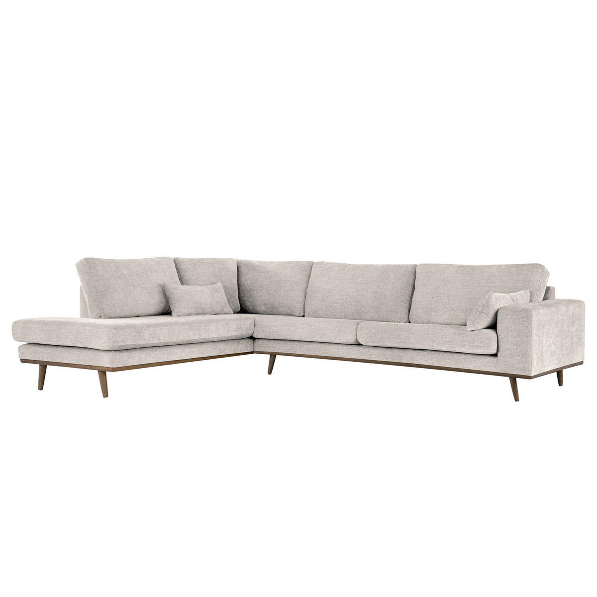 ECKSOFA mit Ottomane - Eichefarben/Grau, Eichenholz/Textil (287/219cm) - home24