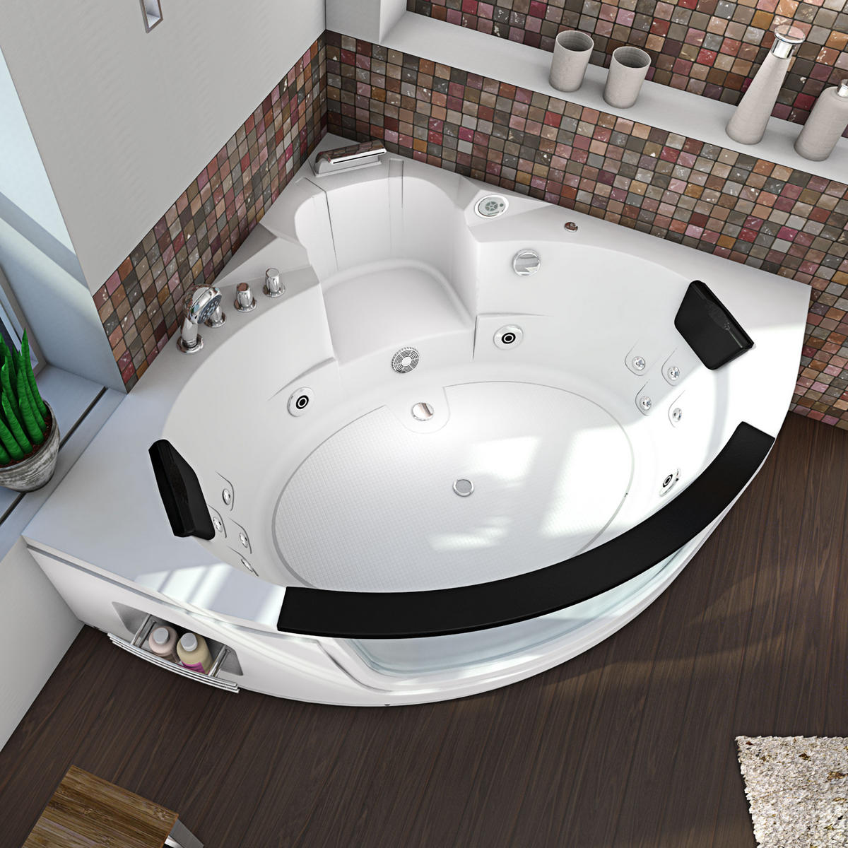 WHIRLPOOL Pool Badewanne Wanne W05R 140x140cm - Weiß, Glas/Kunststoff (140/60/140cm) - AcquaVapore by Sandra Jentho