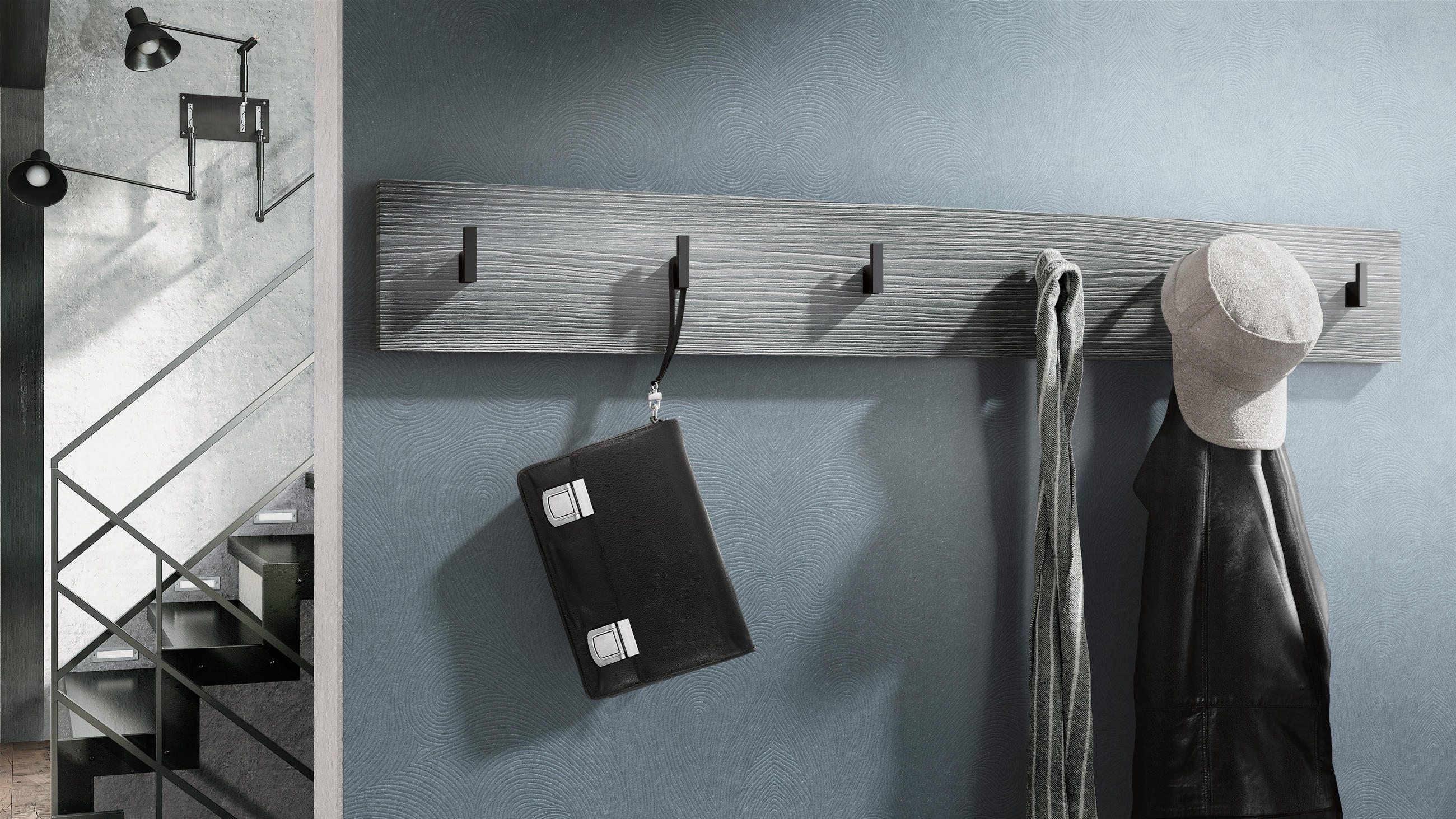 GARDEROBENPANEEL Linea Avola-Anthrazit - Anthrazit, Holzwerkstoff (110.5/14.5/3.5cm) - Vladon
