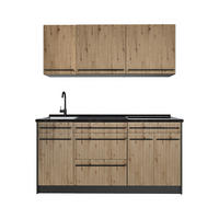 SINGLEKÜCHE R-Line, Artisan-Eiche/Anthrazit, 160 cm ohne Arbeitsplatte - Anthrazit/Eiche Artisan, Holzwerkstoff (160/81.6/46cm) - Vicco
