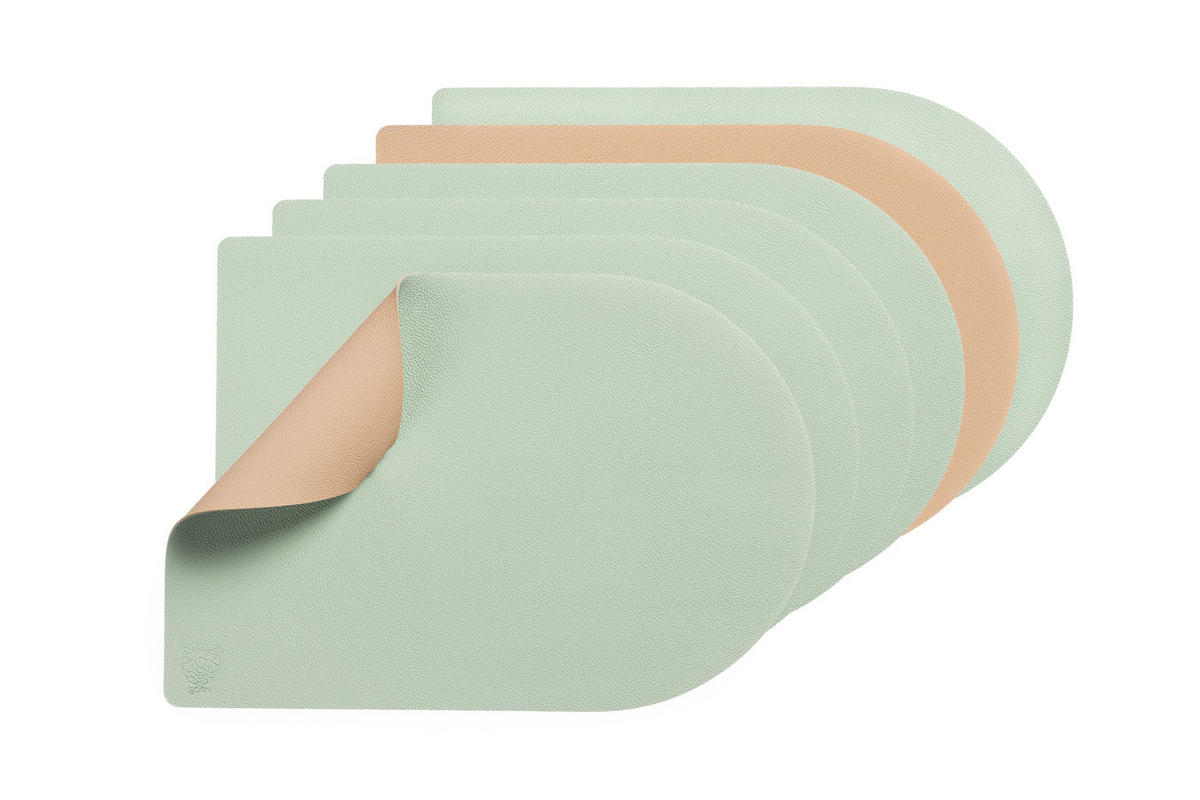 TISCHSET - 6er-Set - Recyceltes Leder in Blassrosa und Blassgrün - Pink, Textil (30/44.5cm) - Björn