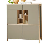 HIGHBOARD Salbei grün, Eiche 111 x 125 cm, Kommode skandinavisch mit Soft-Close - Salbeigrün/Eichefarben, Holzwerkstoff/Metall (111/125/39cm) - Furn.Design