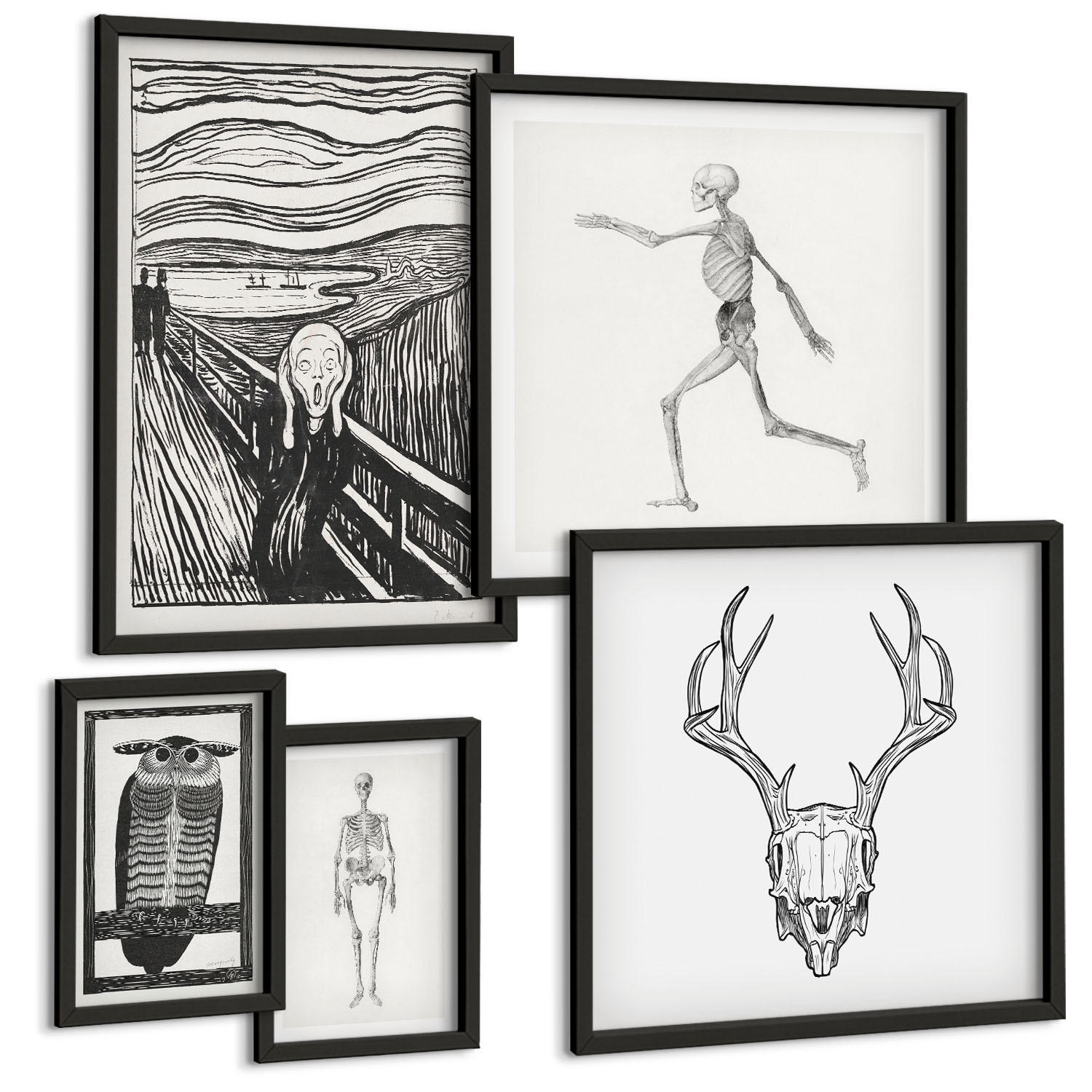 BILDER SET 5er Set - 50x50 cm & 20x30 cm & 40x60 cm Schwarzer Rahmen - Küchenaccessoires auf pflanzlicher Basis - Schwarz, Kunststoff (40/60cm) - TULUP