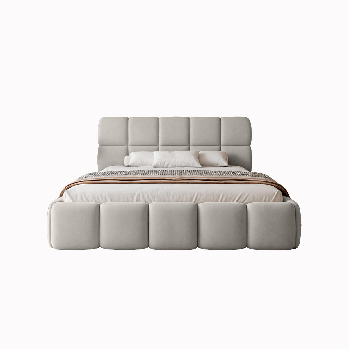 POLSTERBETT Mostar 180x200 cm, Hellgrau - Hellgrau, Textil (180/200cm) - Fedve