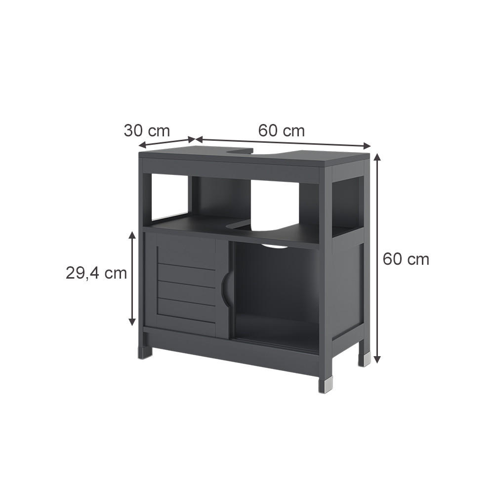 WASCHBECKENUNTERSCHRANK Vilda Grau 60 x 60 cm - Grau, Holzwerkstoff (60/60/30cm) - Vicco