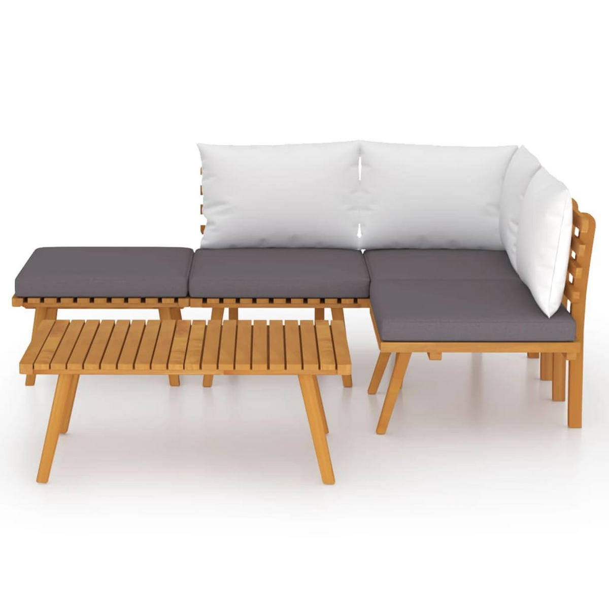 GARTEN-LOUNGE-SET 5-teilig Mit Kissen Massivholz Akazie - Dunkelgrau/Braun, Holz/Textil - vidaXL