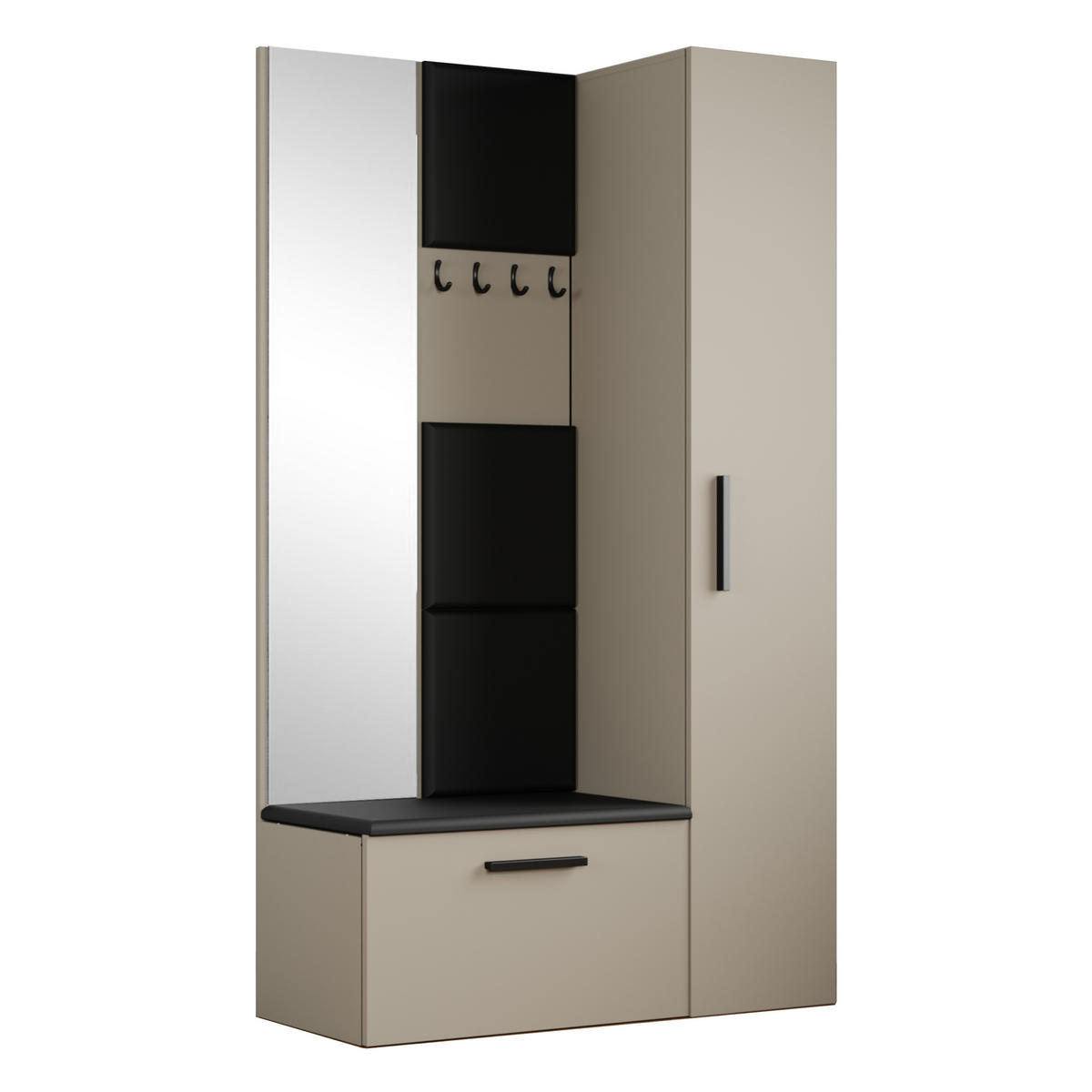 GARDEROBENSCHRANK MODULO 120,6/204/40 cm Modern Garderobe-Set Kaschmir - Kaschmir/Schwarz, Holzwerkstoff (120.6/204/40cm) - MASSENO