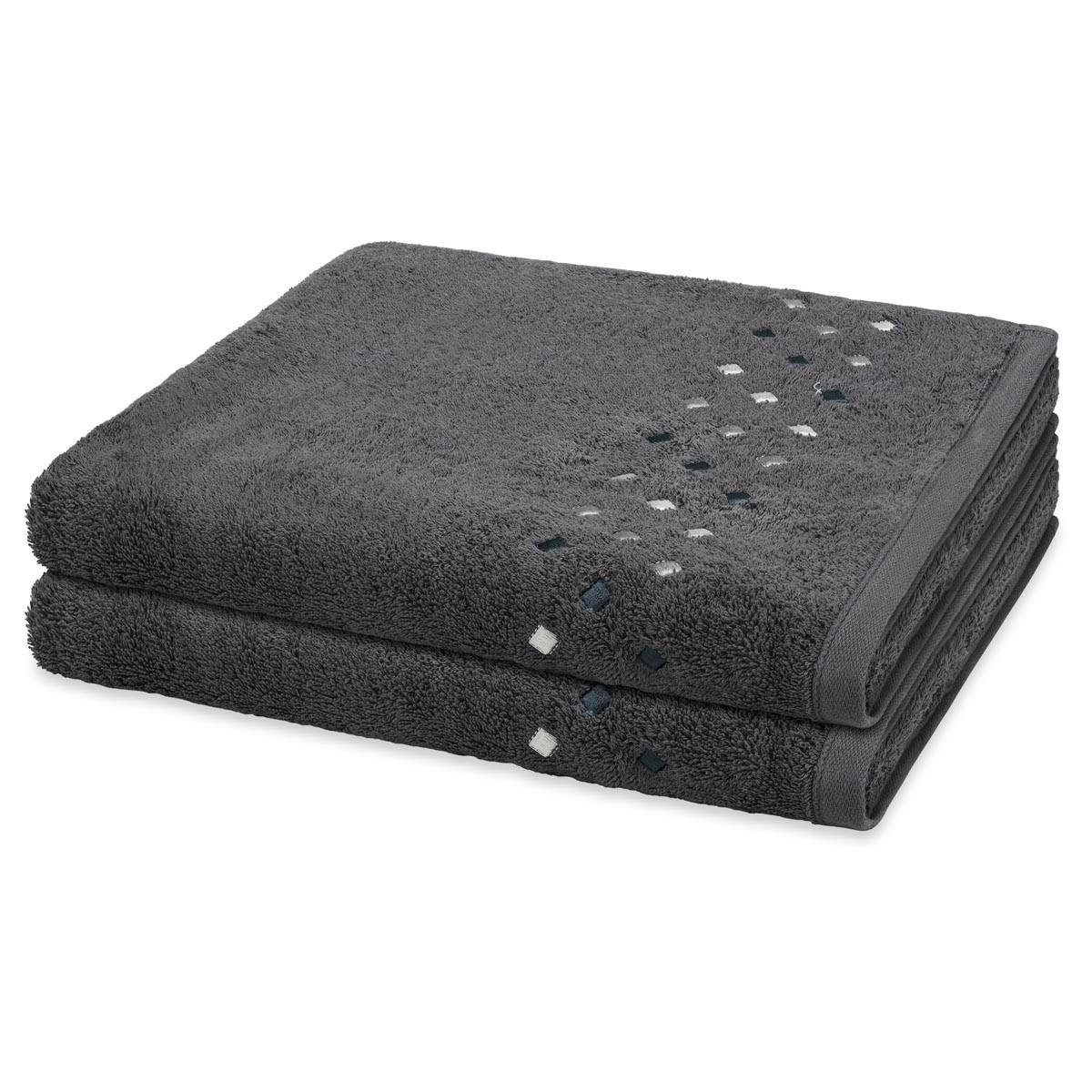 DUSCHTUCH Stoneline 2er-Set - Dunkelgrau, Textil (70/140cm) - Ross
