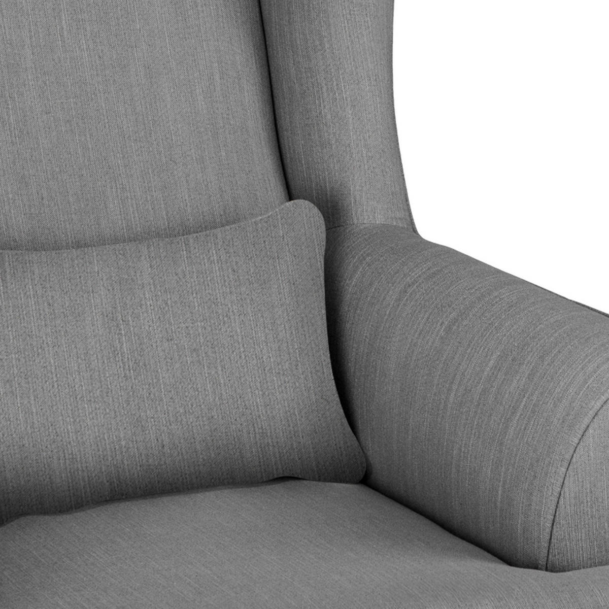 OHRENSESSEL STRALIS mit Sitzhocker, grau - Grau, Textil (82/108/80cm) - KONSIMO®
