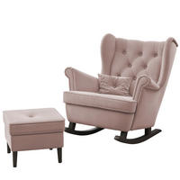 SCHAUKELSESSEL SCANDI mit hocker, Samt Rosa - Rosa, Holz/Textil (75/97/60cm) - Idohome