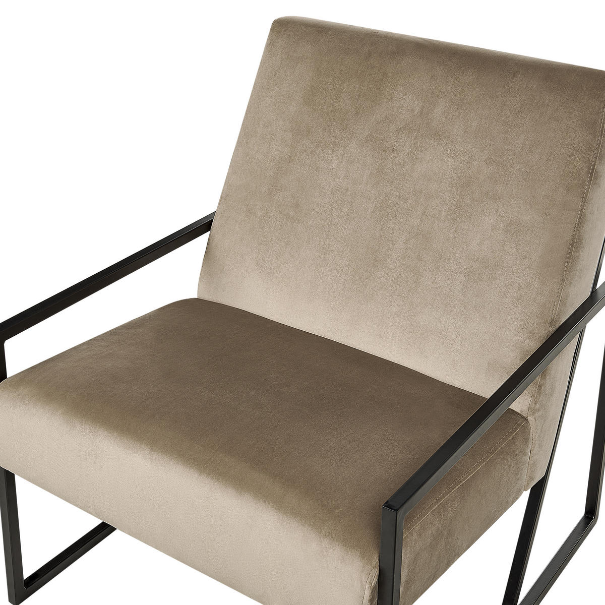 FÅTÖLJ sammet taupe/svart Delary - Taupe/Svart, Textil (69/83/83cm) - Beliani