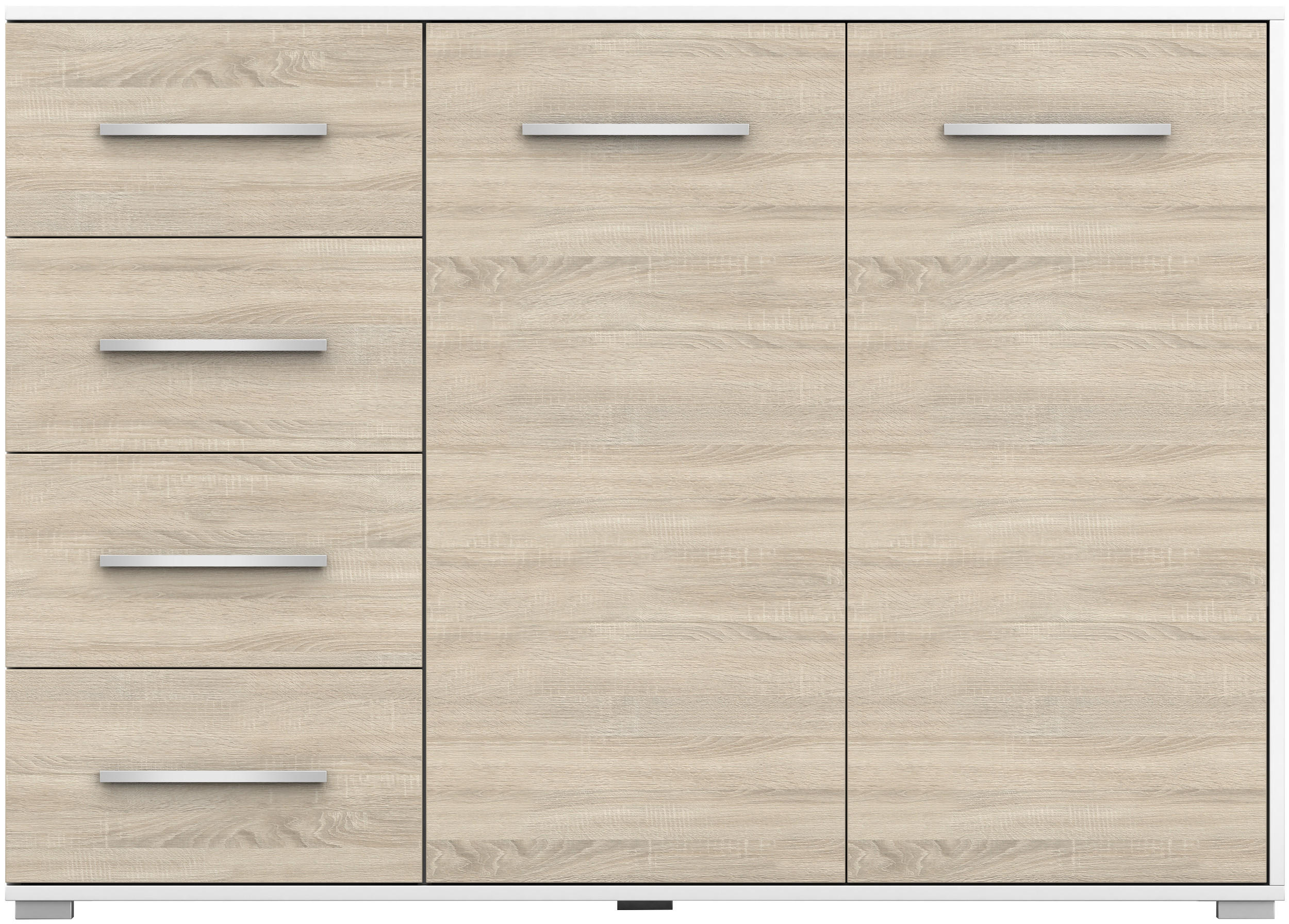KOMMODE - Highboard IRYS 01 2D4S Weiß + Sonoma - Weiß/Sonoma Eiche, Holzwerkstoff (135/95/45cm) - Möblo
