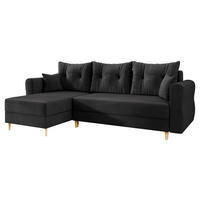 ECKSOFA Zako L - Schwarz/Naturfarben, Holz/Textil (238/138cm) - MIRJAN24