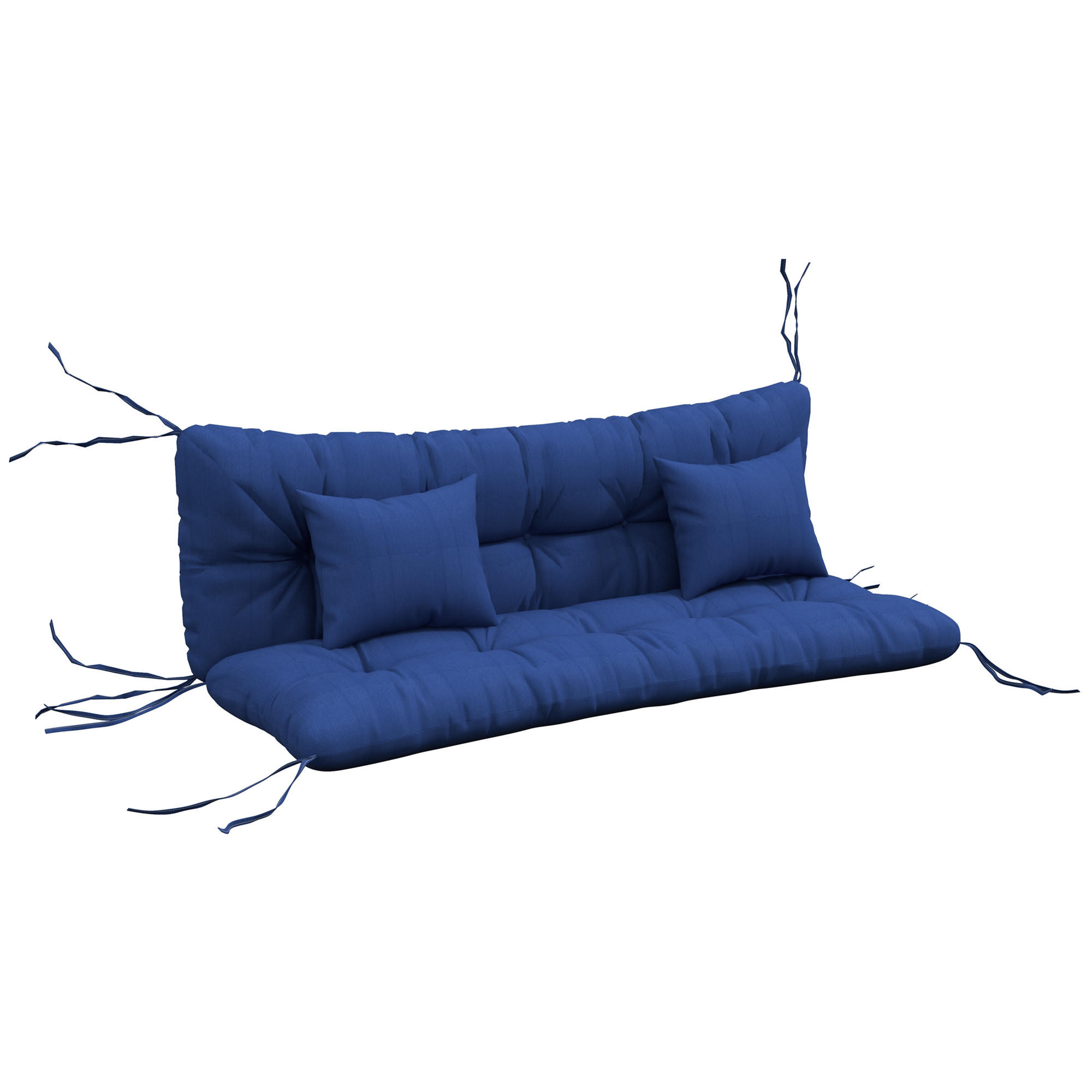 SADA 4 sedacích polštářů z polyesteru a bavlny PP, tmavě modrá - modrá, textil (50/12/150cm) - Outsunny