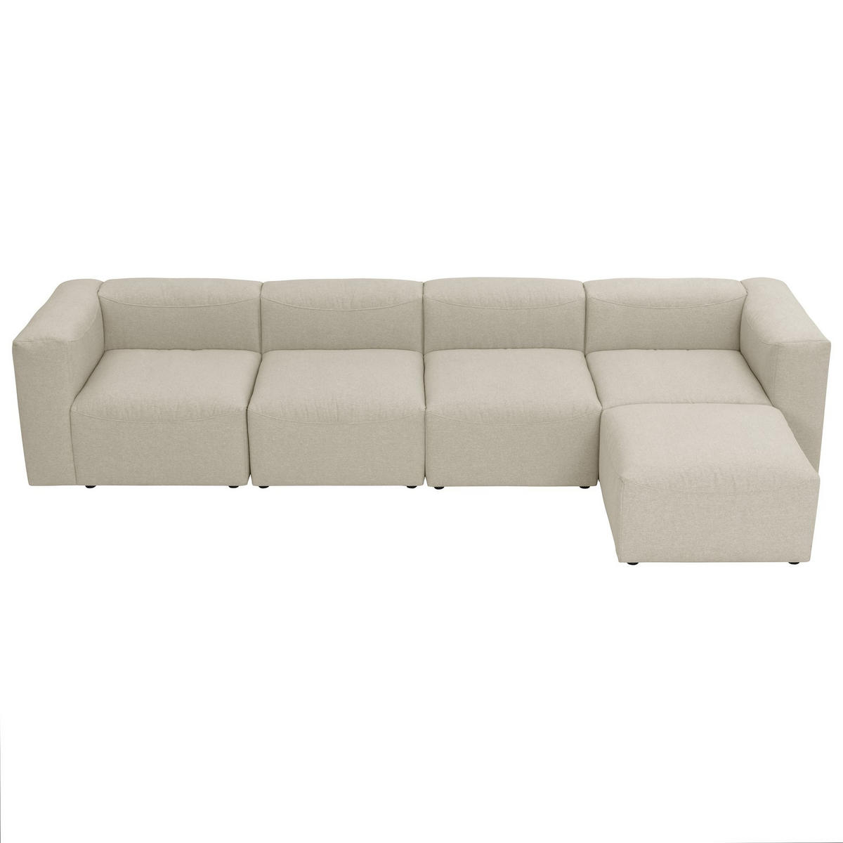ECKSOFA 4-Sitzer mit Hocker rechts Kattrina Flachgewebe creme - Creme, Kunststoff (175/350cm) - 58aufmkessel