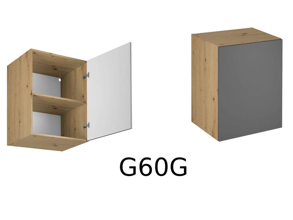 KÜCHENZEILE 440 cm - Langen KL8-M440 in Grau/Matt - Schwarz/Grau, Holz/Metall (440/248/58cm)