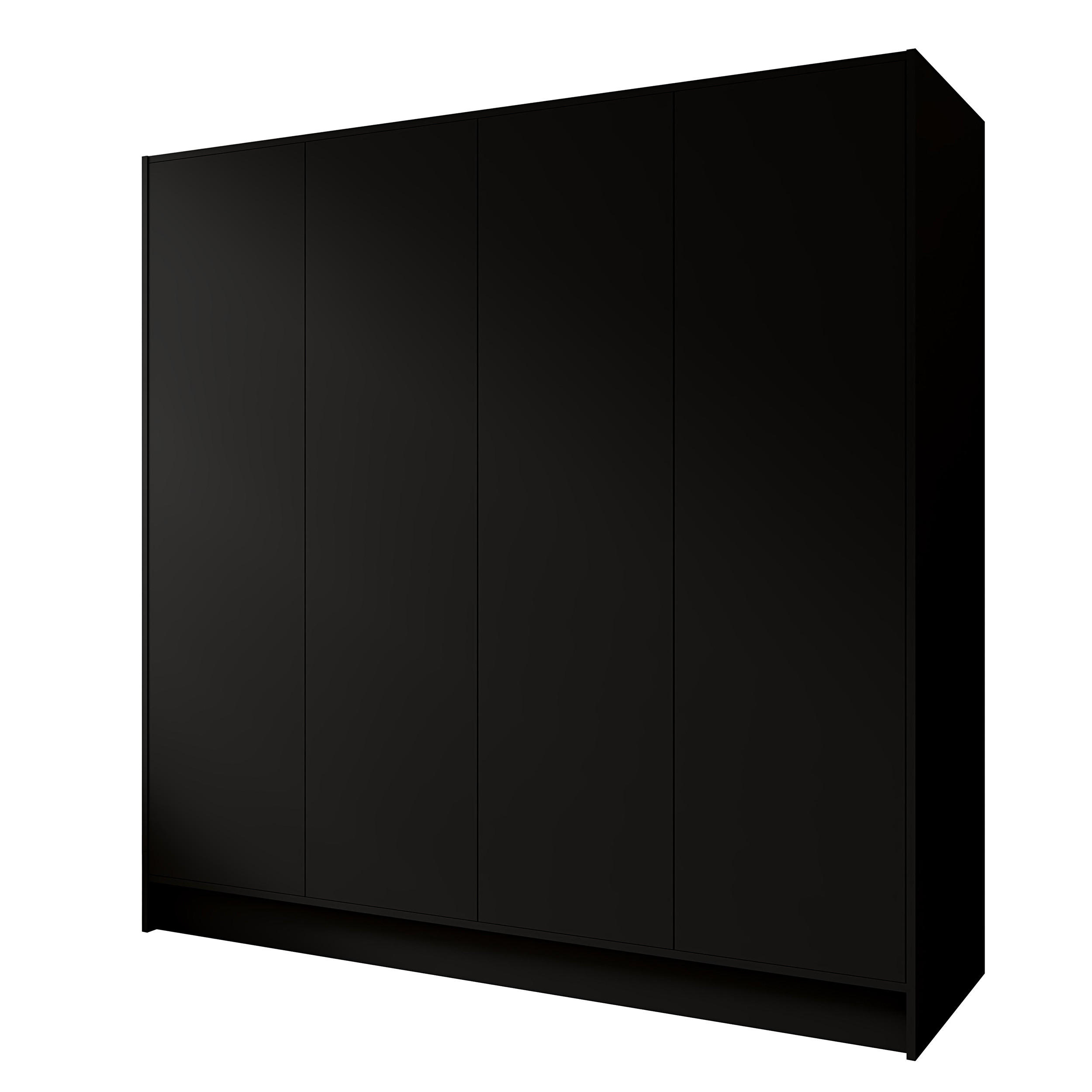 DREHTÜRENSCHRANK Gava mit vier, glatten Türen, Schwarz - Schwarz, Holzwerkstoff (200/200/51cm) - Beautysofa