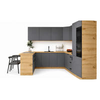 ECKKÜCHE 390 × 260 × 210 cm – Nexa K106-G860 – in Beige / Matt - Beige/Schwarz, Holz/Metall (390/212/58cm) - ROYAL24_MARKT