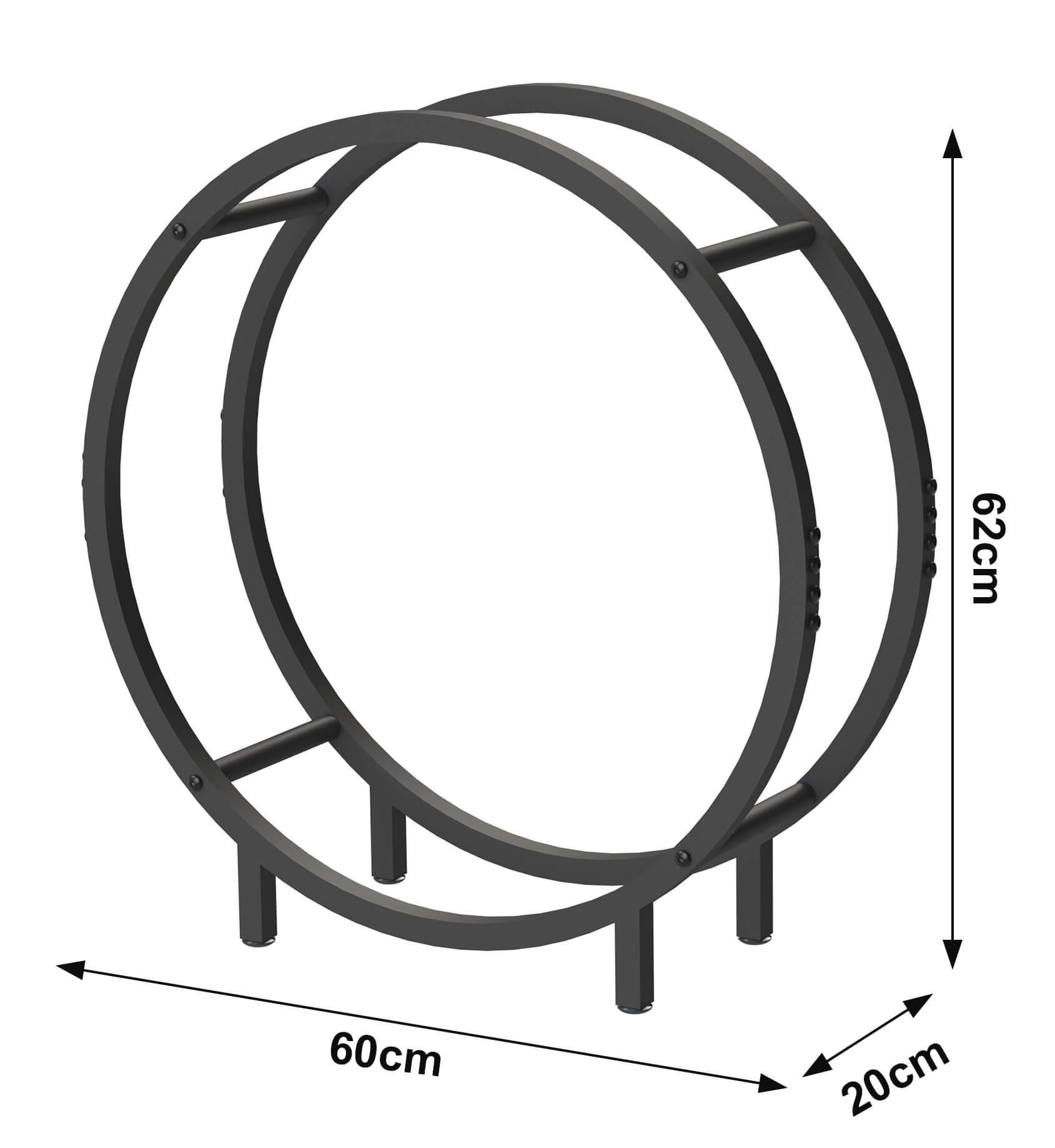 KAMINHOLZREGAL Innen Metall Schwarz Stehend Rund 60 cm - Schwarz, Metall (60/62/20cm) - DanDiBo