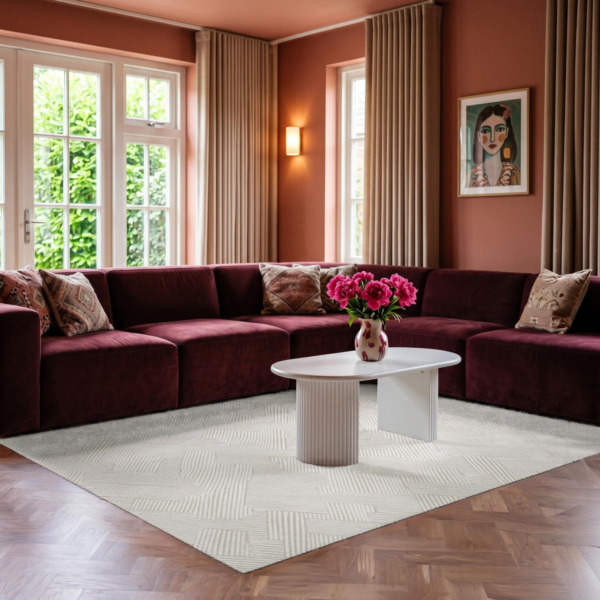 KOBERCE - Textúra - abstraktná - béžová - 230x150 cm - béžová, textil/plast (230/0.4cm) - OnlyWow