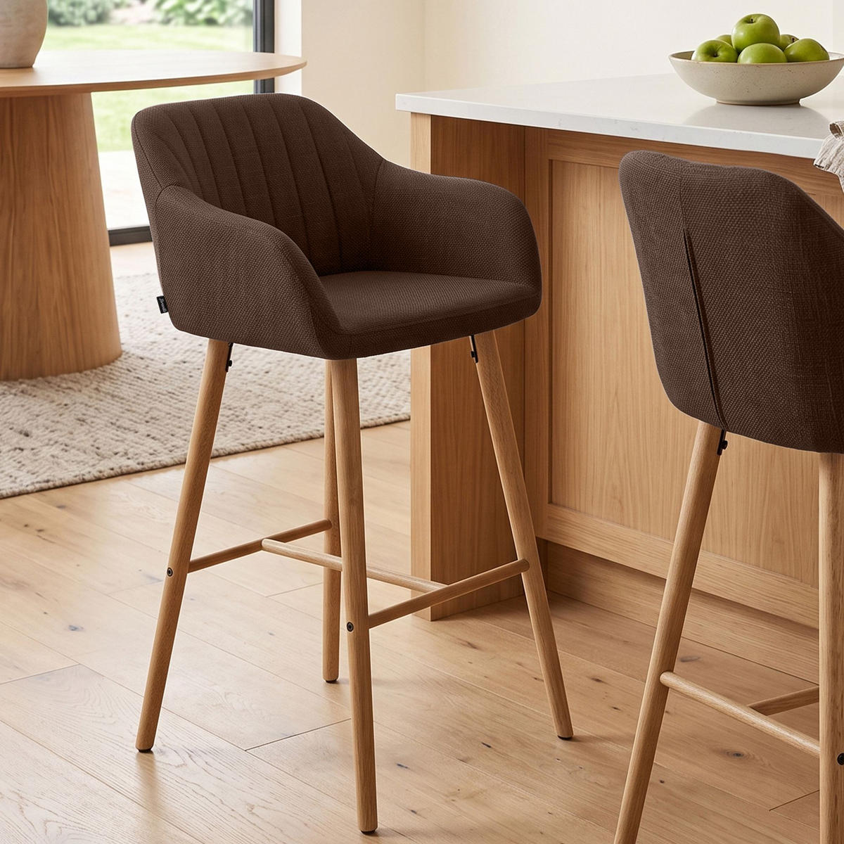 BARHOCKER Stoff Braun - Eukalyptusholzfarben/Braun, Textil (54/105/60cm) - CLP
