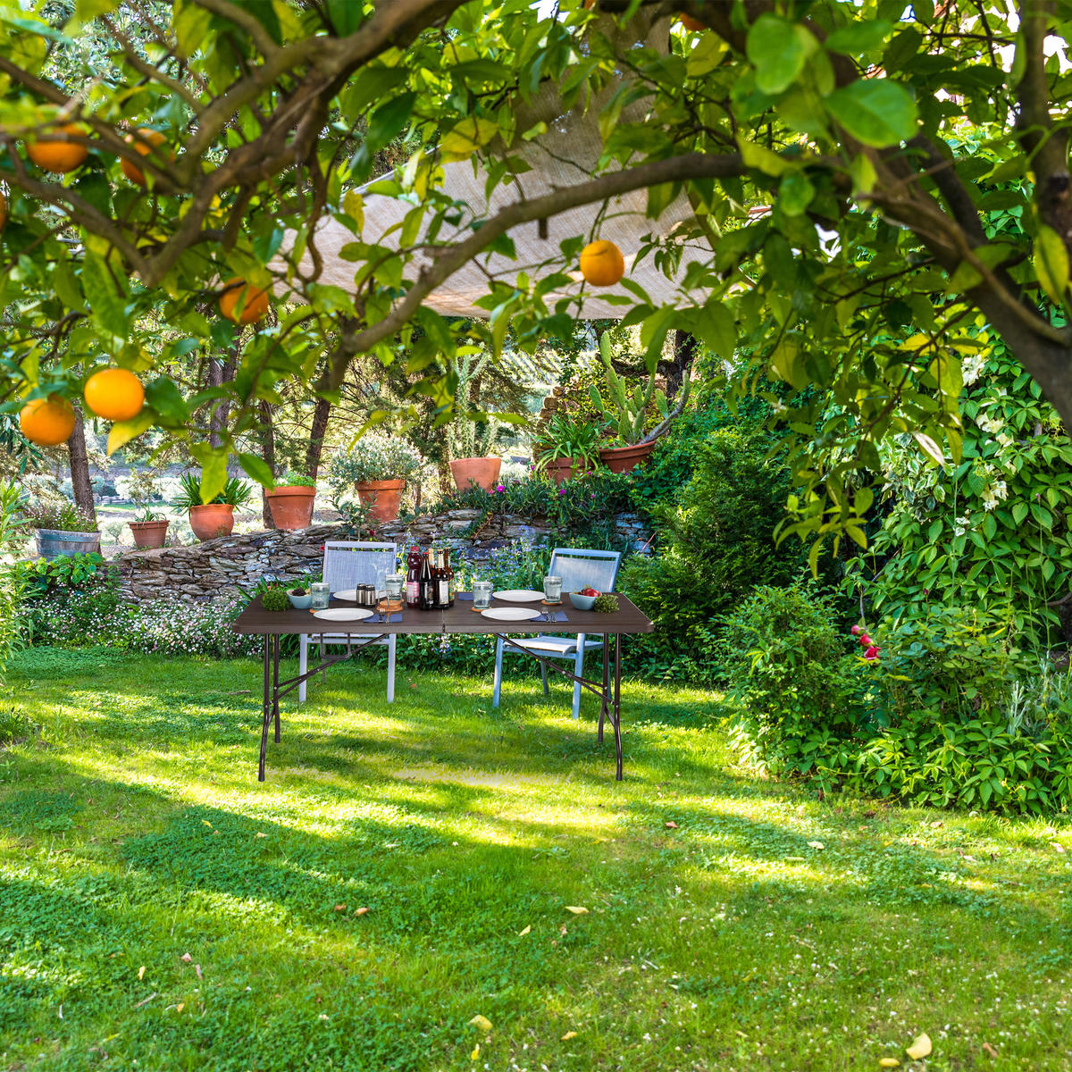 GARTENTISCH - Multicolor, Kunststoff/Metall (74/180/73cm) - Relaxdays