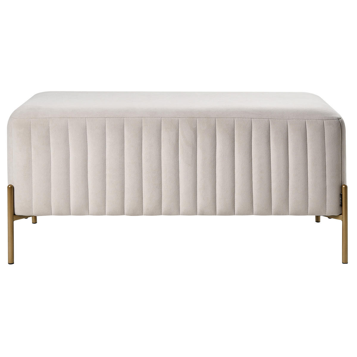 POLSTERBANK Samtstoff Beige Utah - Goldfarben/Weiß, Textil/Metall (91/43/47cm) - Beliani