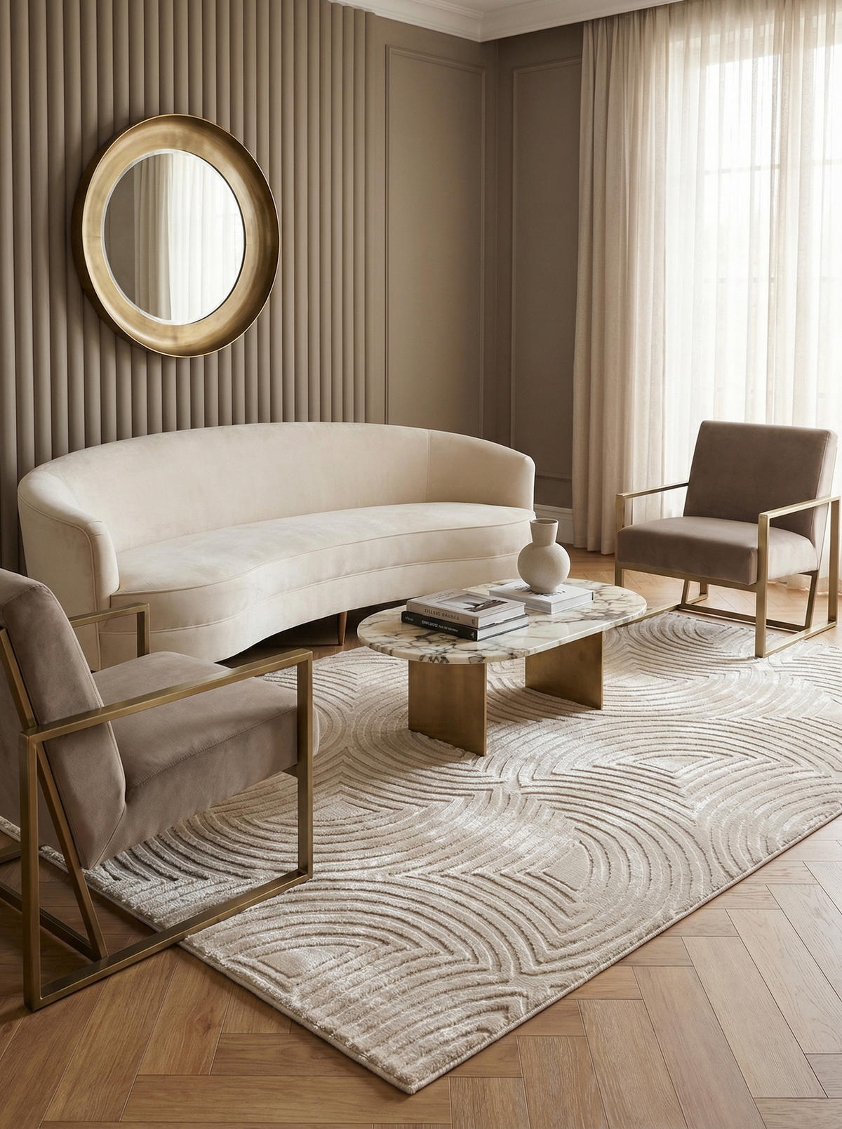 TEPPICH Wohnzimmer 3D-Effekt Pflegeleicht Waschbar OEKO-TEX Beige 80x150 cm Gekettelt Flur – ILLER - Beige, Textil (80/150cm) - KADIMA DESIGN