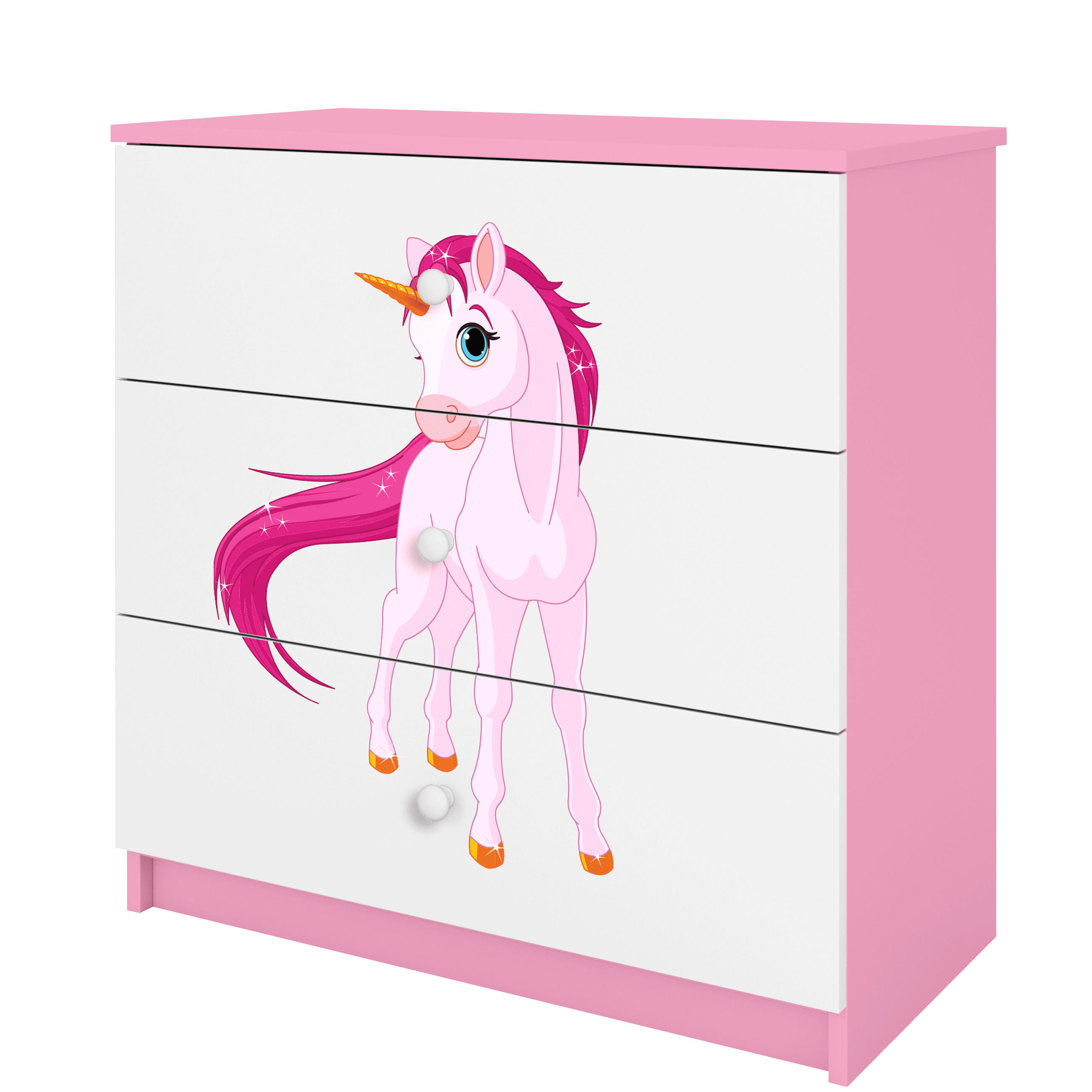 KOMMODE Babydreams Einhorn 81/81/41 - Rosa, Holzwerkstoff (81/81/41cm) - RAUMHIRSCH FURNITURE