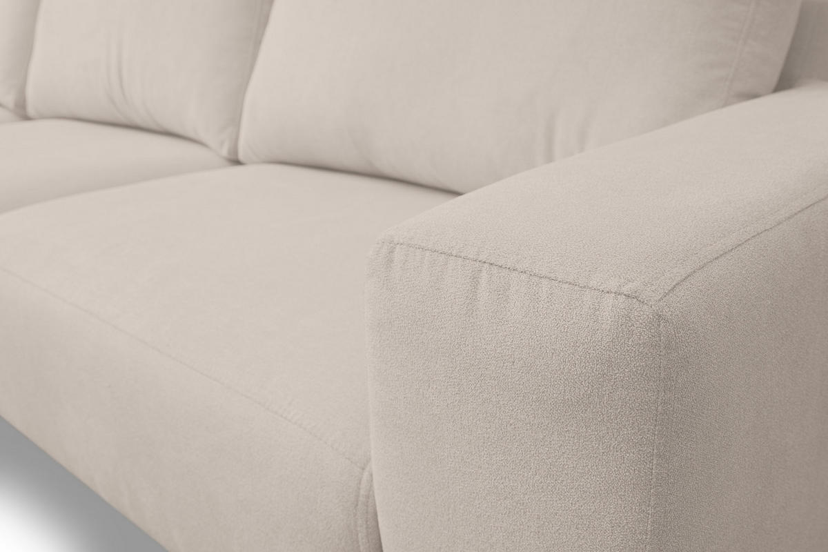 ECKSOFA Aspen in L-Form, Coach Farbe: Beige, Velourstoff, Ottomane Links - Beige, Textil (187/312cm) - VENASI MÖBEL