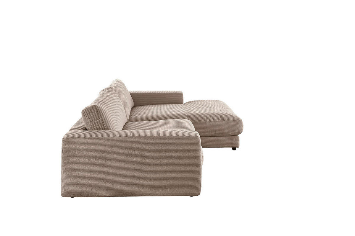 ECKSOFA MADELINE Taupe Cord - Taupe/Schwarz, Kunststoff/Textil (270/190cm) - KAWOLA