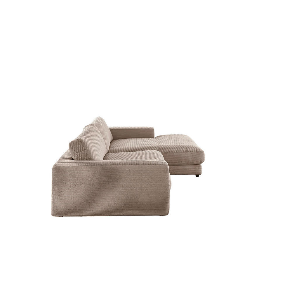 Thumbnail - Kawola Ecksofa, Taupe, Schwarz, Textil, Echtholz, 3-Sitzer, Füllung: Komfortschaum, Ottomane rechts, 270x190 cm, Wohnzim...