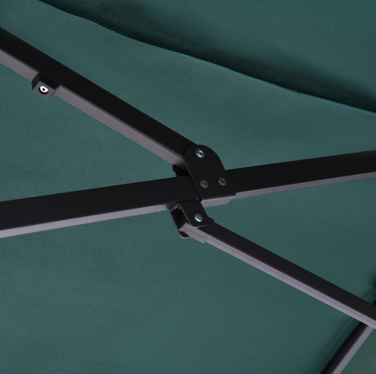 DOPPELSONNENSCHIRM aus Stahl 455x265x238 cm in Dunkelgrün mit Handkurbel - Dunkelgrün, Metall (265/455cm) - Modfu