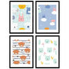 POSTER Set mit 4 tierischem A4 Rahmenlos - Klar, Papier (29.7/3cm) - Nacnic
