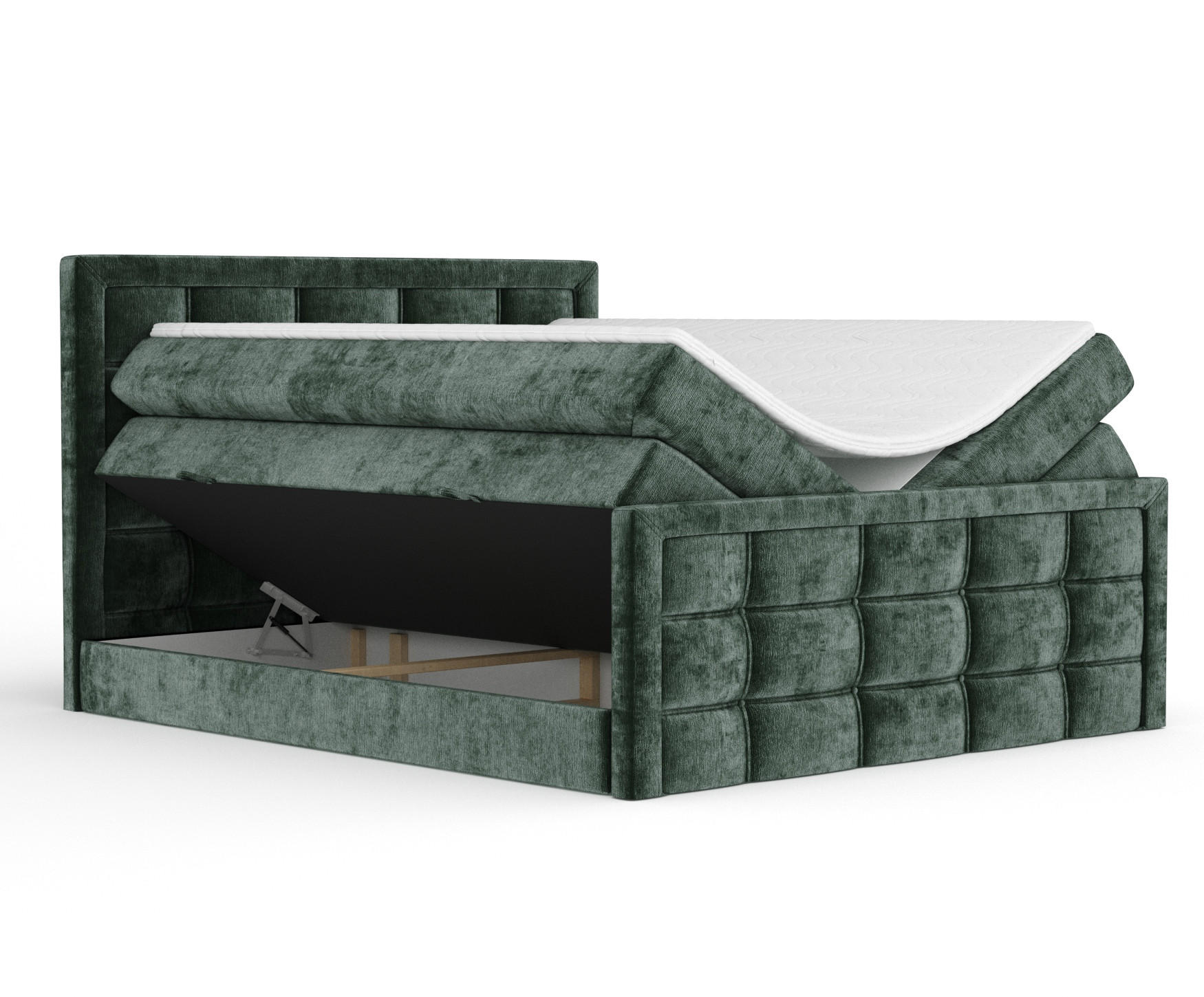 BOXSPRINGBETT Ambrosia Grün 140/200 cm - Schwarz/Grün, Holz/Holzwerkstoff (140/200cm) - Maison de Reve