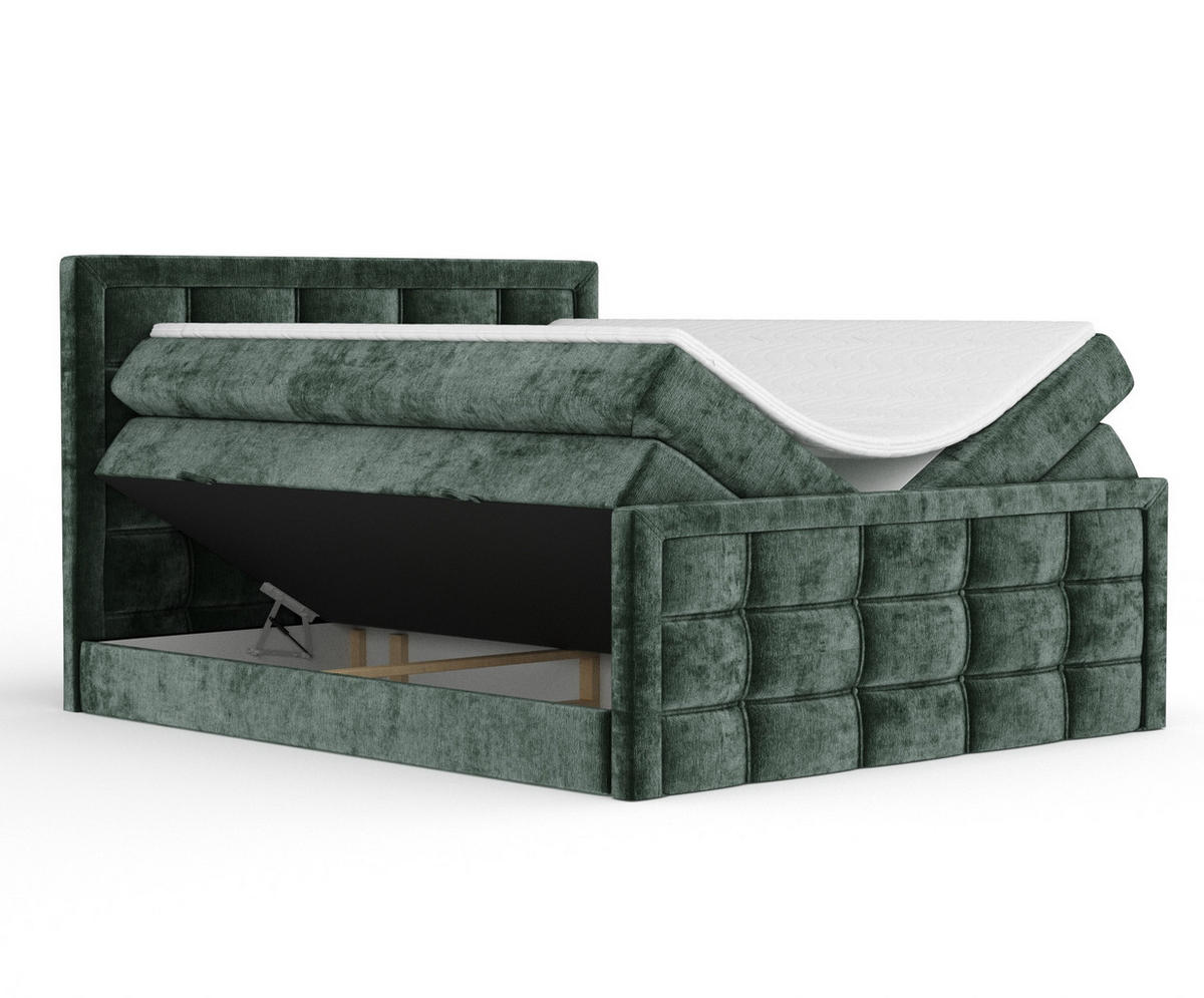 BOXSPRINGBETT Ambrosia Grün 180/200 cm - Schwarz/Grün, Holz/Holzwerkstoff (180/200cm) - Maison de Reve