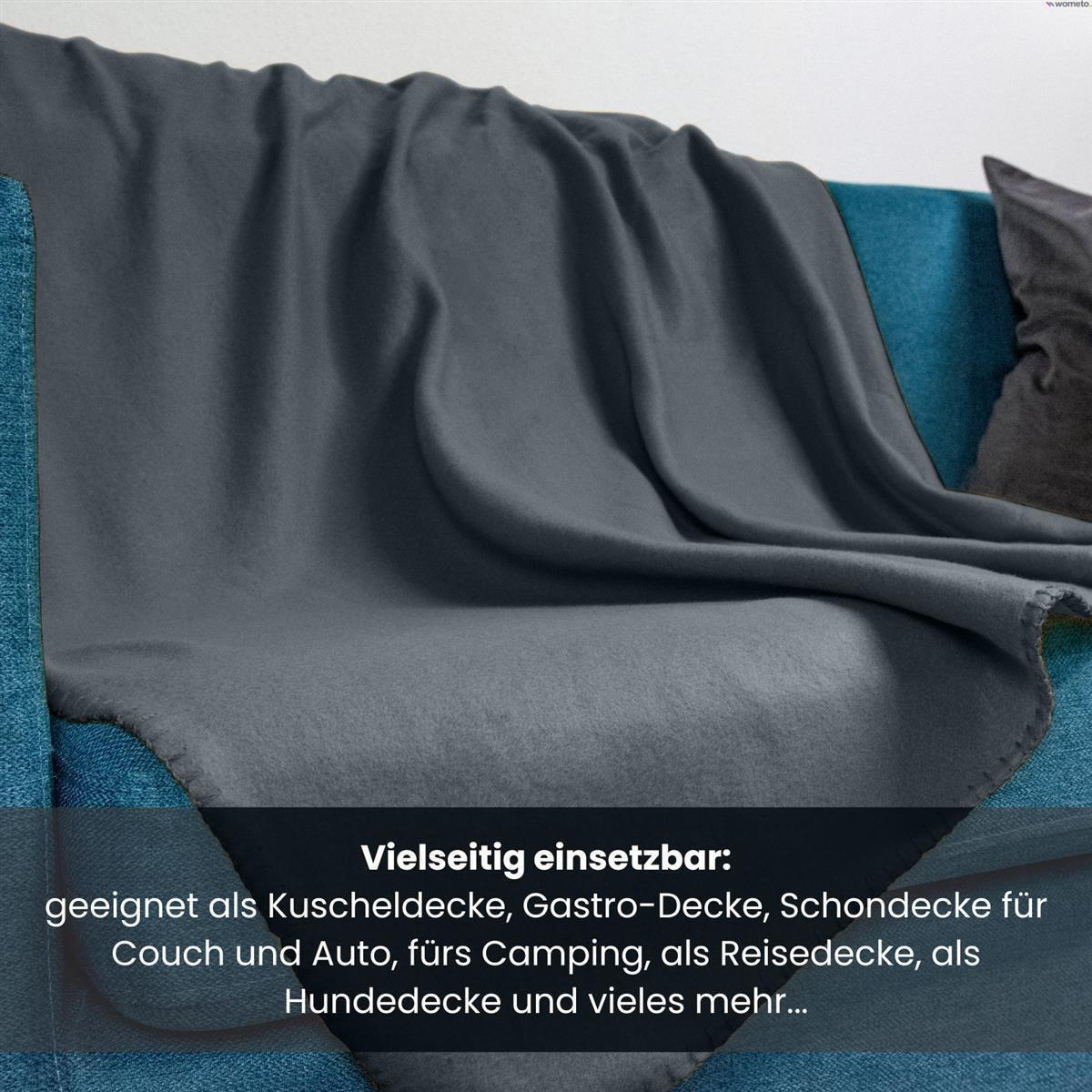 FLEECEDECKE 2er Set dunkelgrau 130/160 cm Kettelrand Anti-Pilling - Dunkelgrau, Textil (130/160cm) - wometo