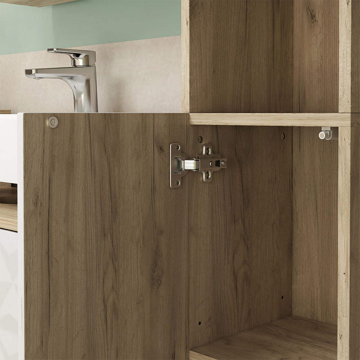 BADSCHRANK Edge Weiß 30 x 189.5 cm mit 2 Türen und 3 Fächer - Weiß, Holzwerkstoff (30/189.5/30cm) - Vicco
