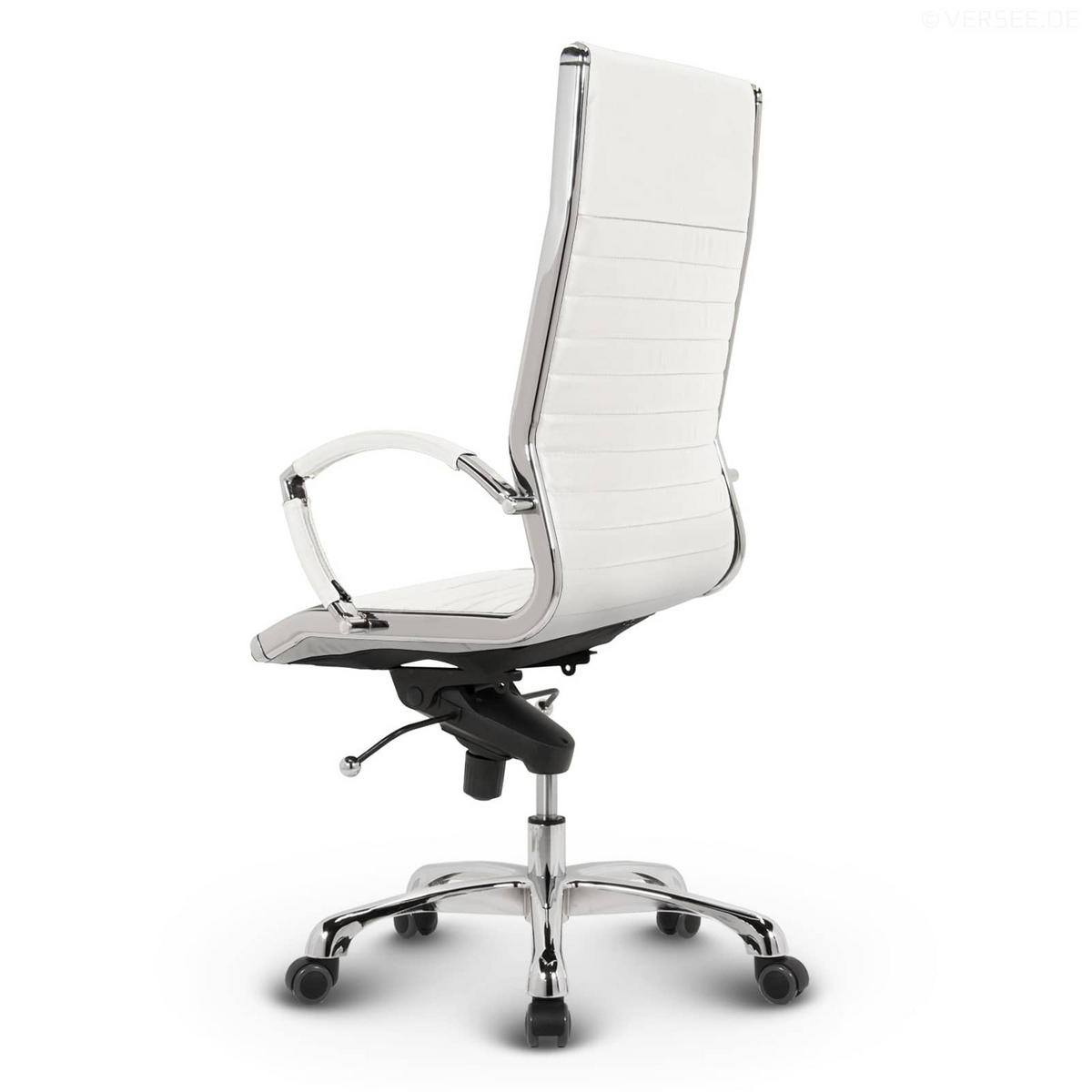 BÜROSTUHL Montreal Echtleder Weiss – ergonomisch, 150 kg belastbar, Sitzhöhe 46-54cm - Weiß, Leder/Metall (60/115/60cm) - Versee