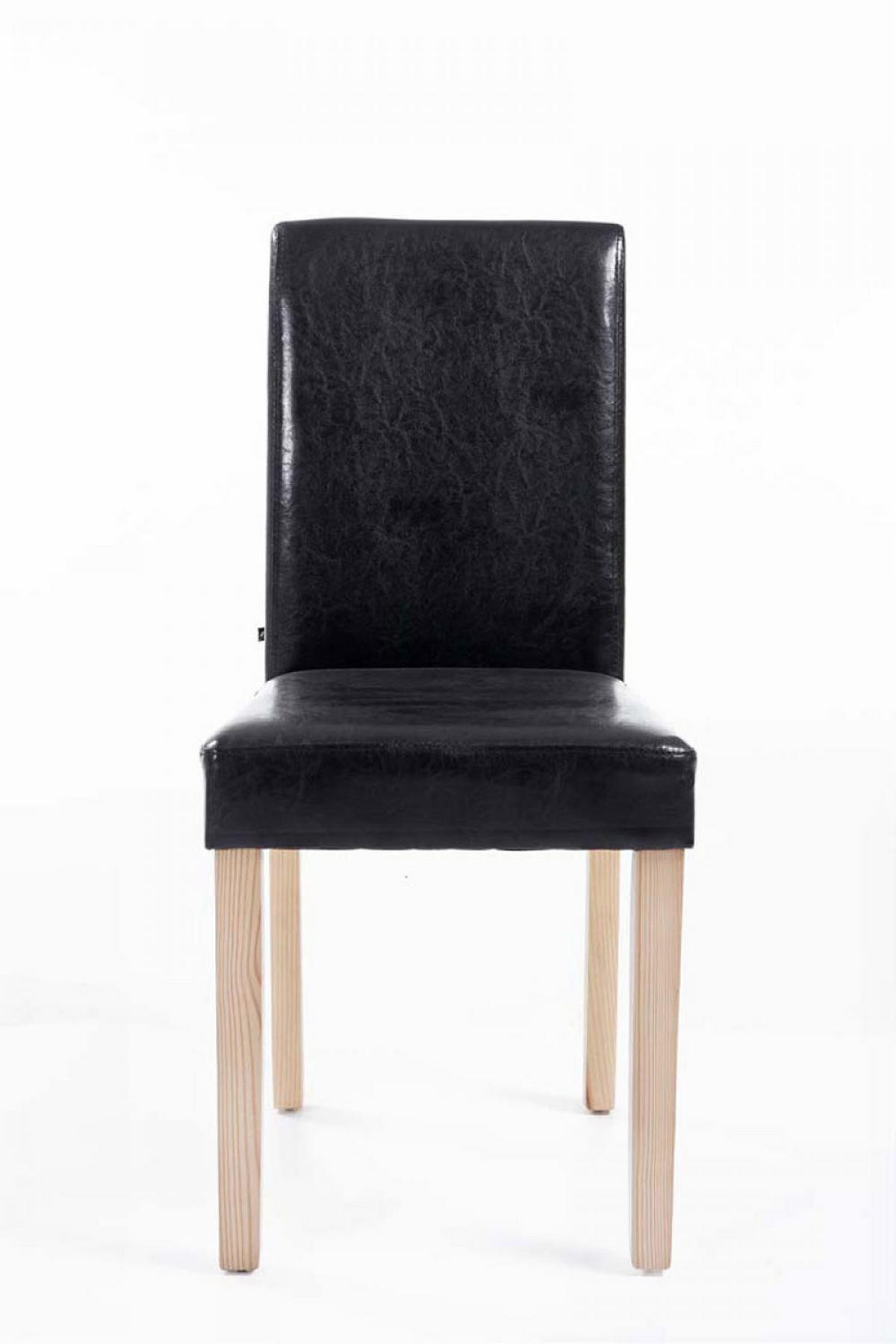 STUHL Lederlook schwarz - Eukalyptusholzfarben/Schwarz, Holz/Textil (41/91/47cm) - CLP