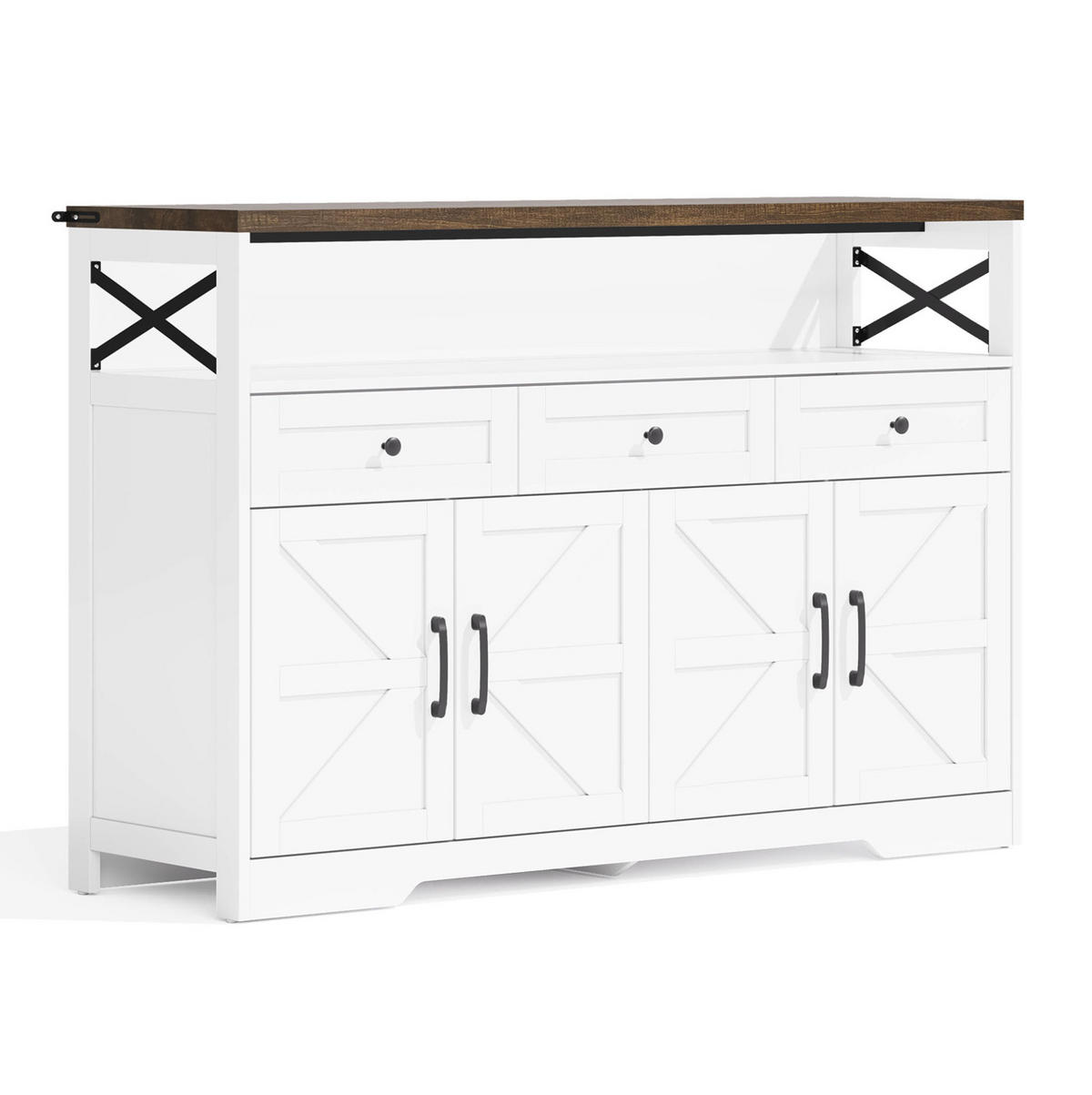 SIDEBOARD aus MDF 140x35x95 cm Braun/Weiß mit 3 Schubladen und 2 Türen im modernen Landhausstil - Braun, Holzwerkstoff (140/95/35cm) - Modfu