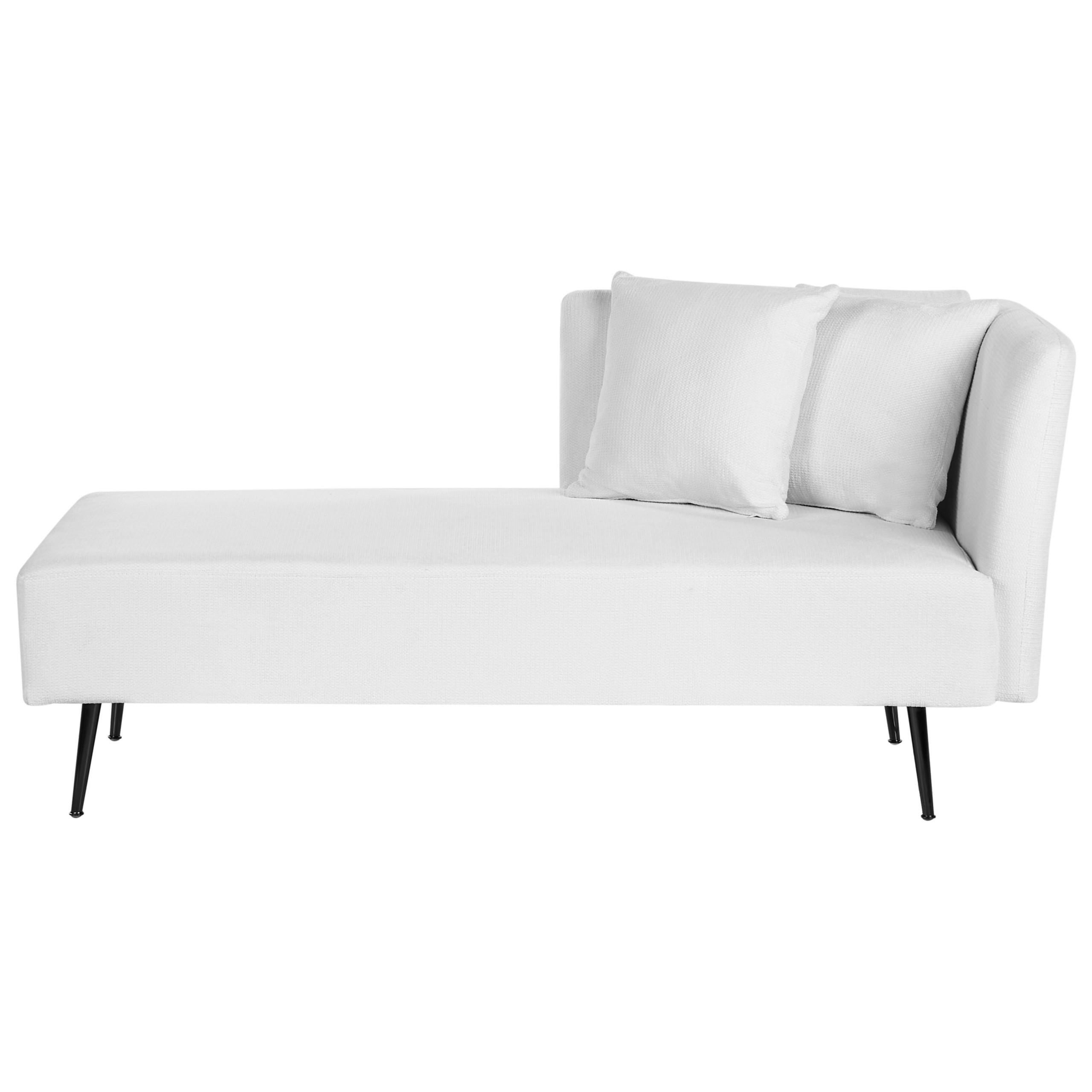 CHAISELONGUE cremeweiß rechtsseitig Riom - Schwarz/Weiß, Textil (156/75/77cm) - Beliani