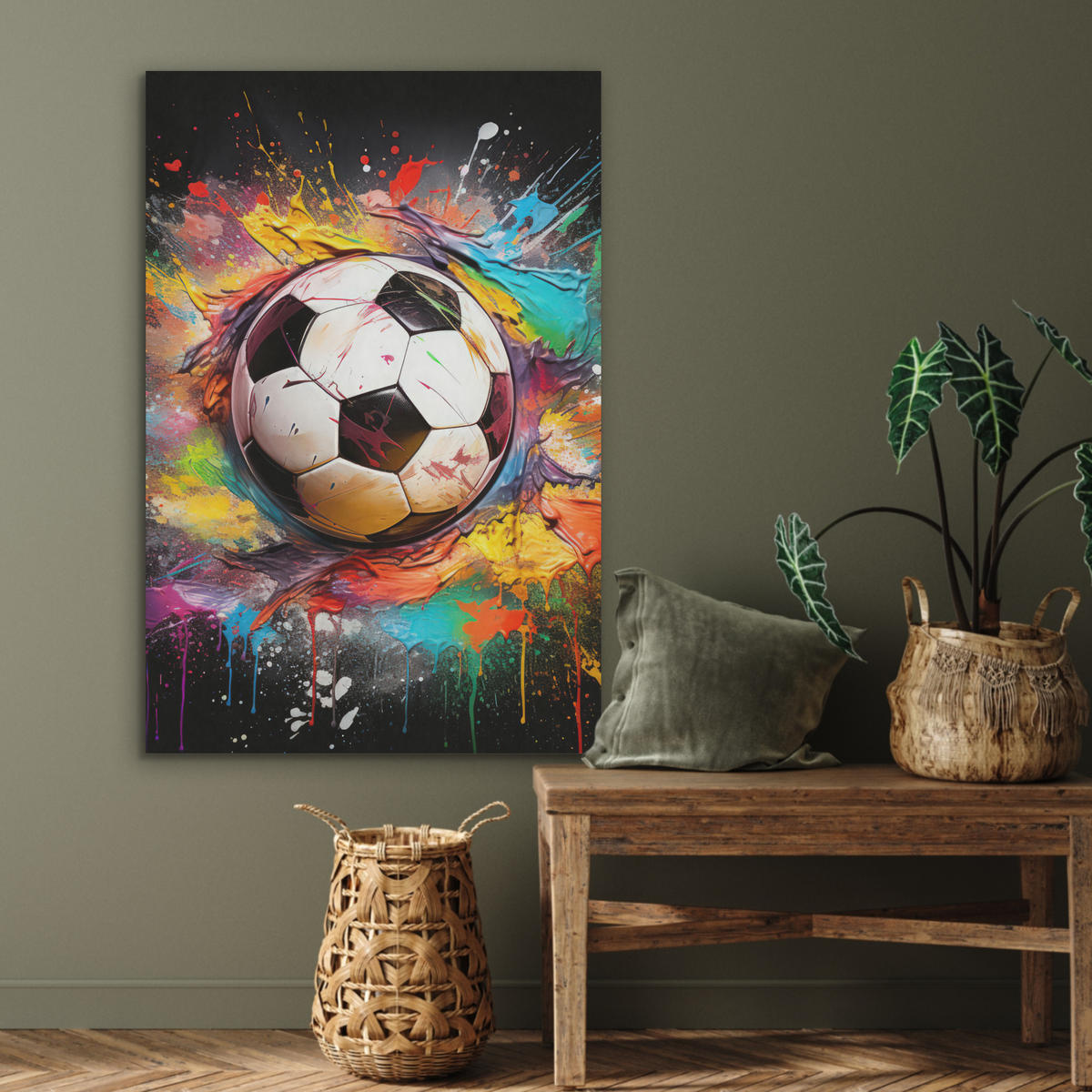 AKUSTIKBILD Fußball - Farbe - Farben - Schwarz - Weiß Wanddeko 60x90 cm - Weiß, Kunststoff (60/90/0.9cm) - MuchoWow