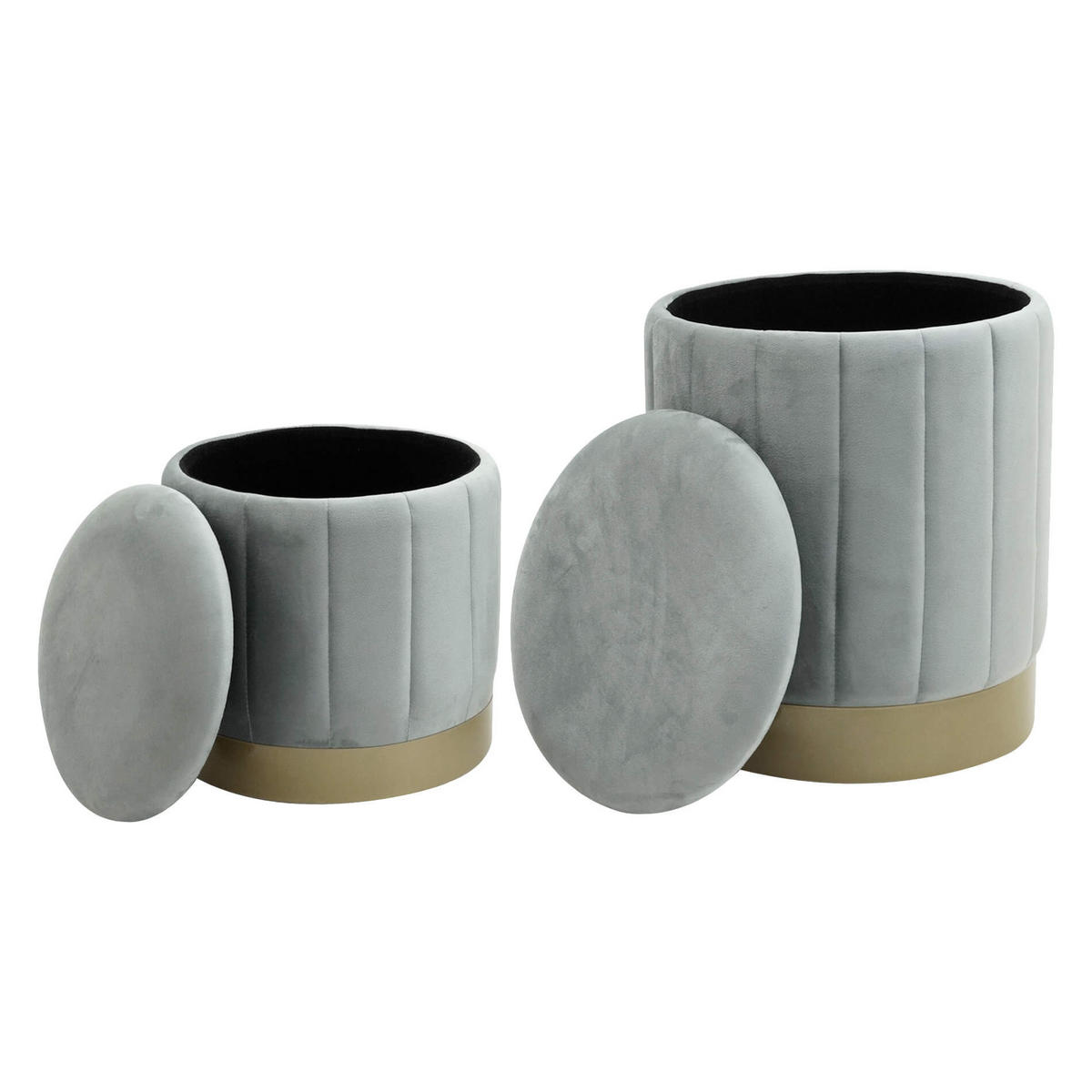 POUF 2er Set Grau 35,5/35,5/44 cm - Grau, Textil (35.5/44/35.5cm) - Mobili Rebecca