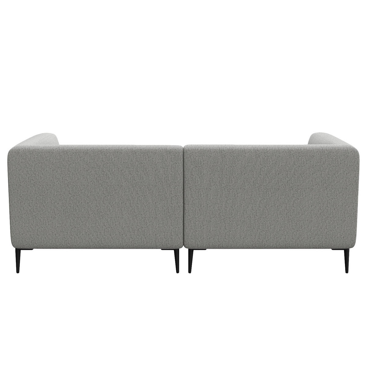 1,5-SITZER ECKSOFA mit Longchair - Hellgrau/Schwarz, Textil/Metall (211/148cm) - home24