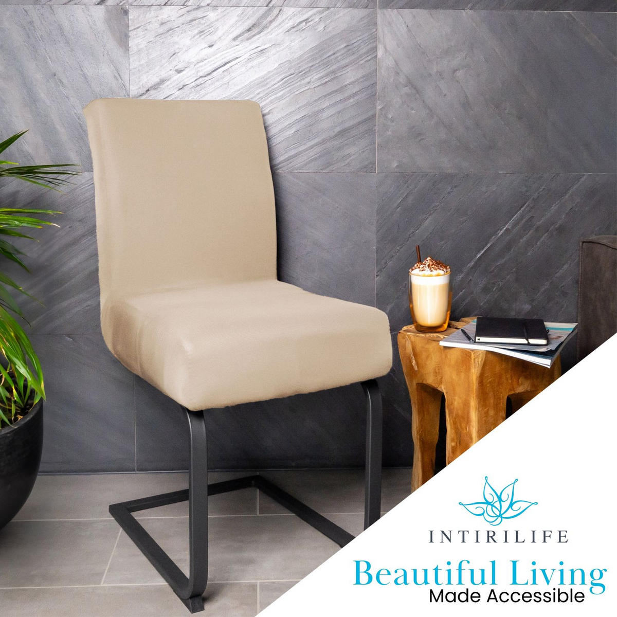 STUHLHUSSE (4-tlg. Set) - Beige, Kunststoff (1/38cm)