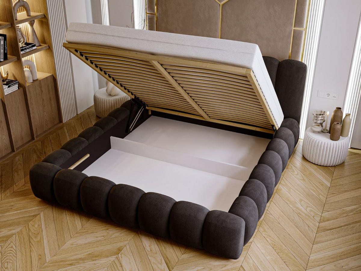 POLSTERBETT Averia 180x200 Dunkelgrau - Dunkelgrau, Textil (180/200cm) - Graingold