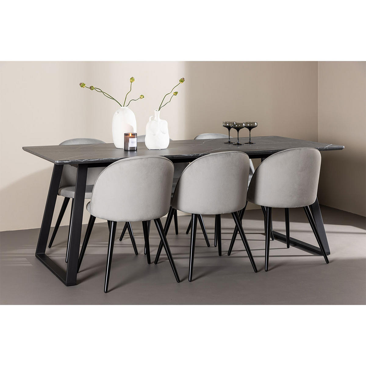 TISCHGRUPPE Grau - Grau, Holzwerkstoff (200/75/90cm) - ebuy24